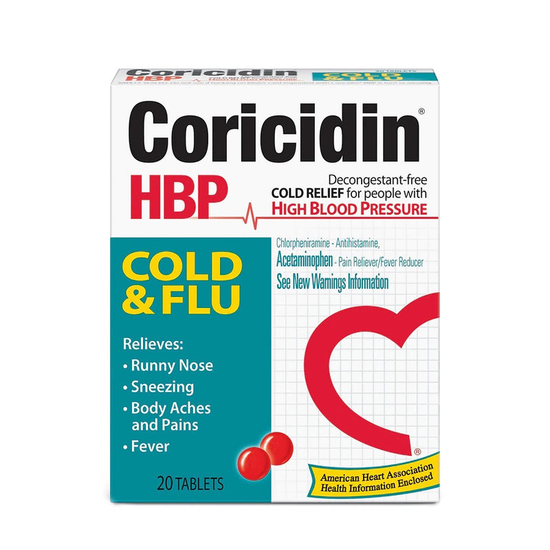 Coricidin | Cold & Flu For People With High Blood Pressure | 20 Tablets