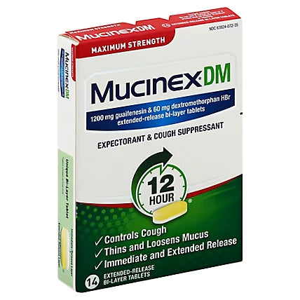 Mucinex DM Expectorant & Cough Suppresant / 14 tablets