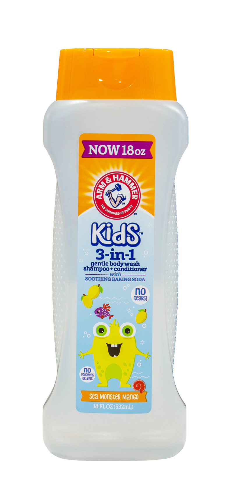 Arm & Hammer Kids 3 In 1 Gentle Body Wash Shampoo + Conditioner With Soothing Baking Soda | No Tears | 16 FLOZ