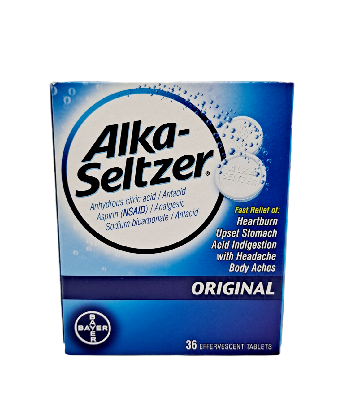 AlkaSeltzer/Original Antiacid/ aspirin (NSAID/Analgesic/Sodium Bicarb