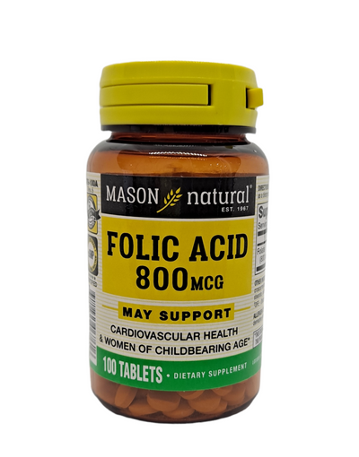 Folic Acid May Support Cardiovscular Health & Women of Childbearing Age/ 400MG / 800MG/ 100 TABLETS