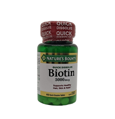Biotin 5000mcg/Supports Healthy Hair, Skin & Nails