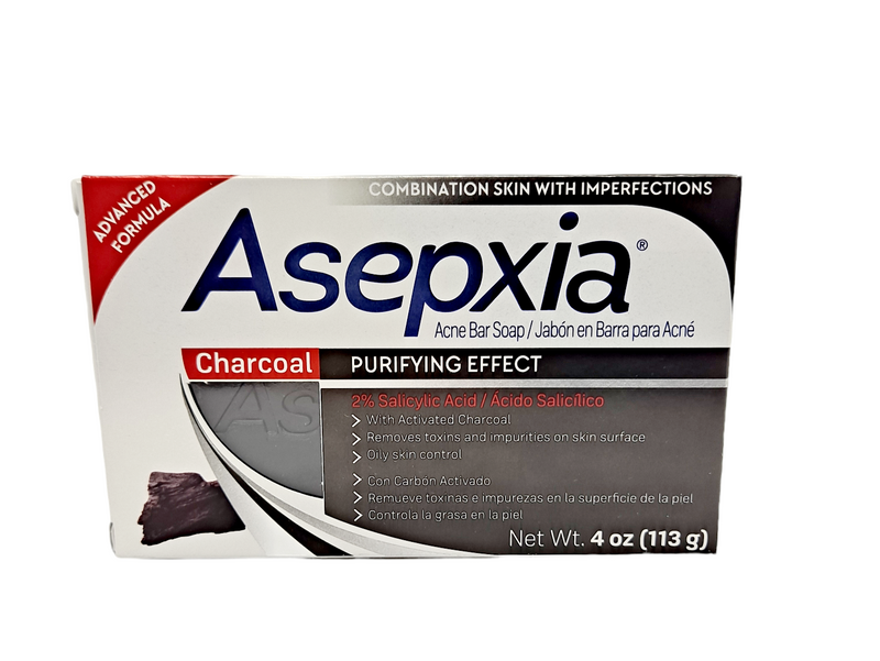 Asepxia Charcoal Acne Bar Soap /Purifying Efect 2% Salicylic Acid/ 4oz
