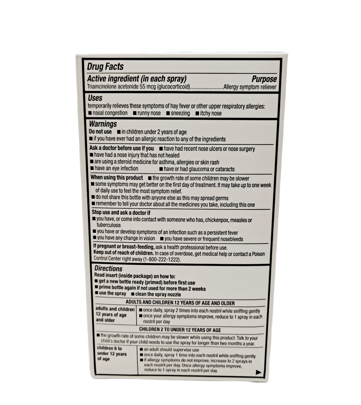 Triamcinolone Acetonide Nasal Spray 55mcg per spray / 0.587FL OZ /Non Drowsy