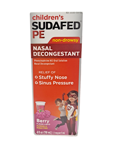 Children's Sudafed PE /Nasal Descongestant/ 4 FL oz/ Berry Flavor