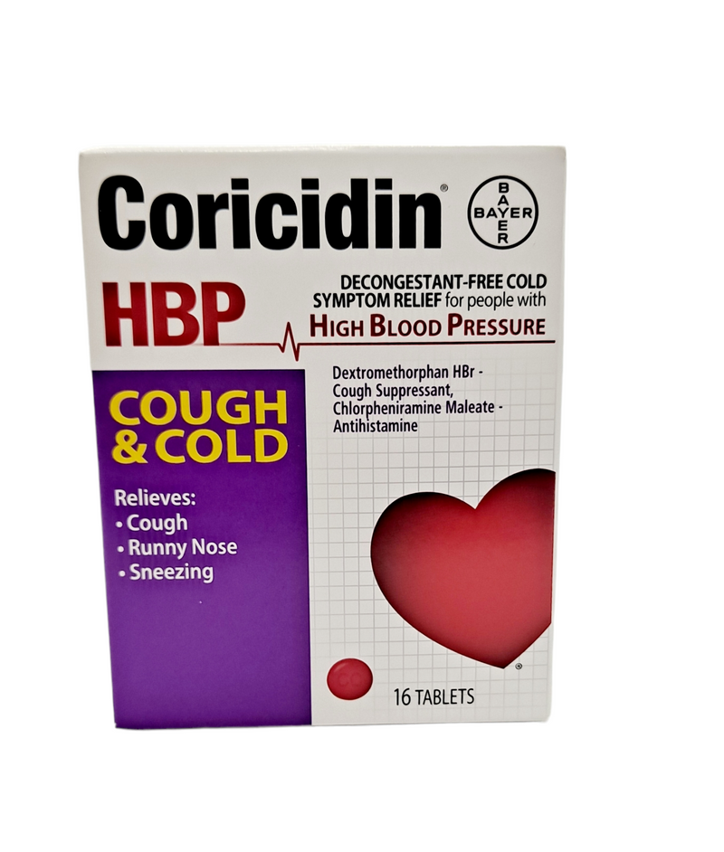 Coricidin / Cough & Cold For People With High Blood Pressure | 16 Tablets