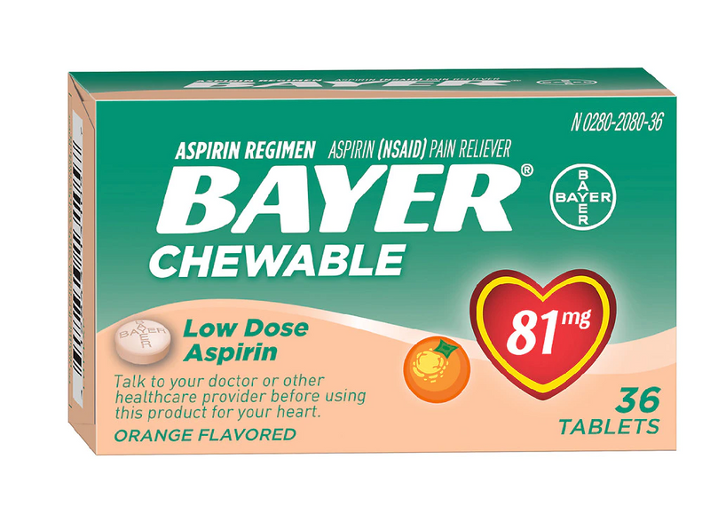 Chewable Low Dose Aspirin | 81 MG | 36 Chewable Tablets | Orange Flavor