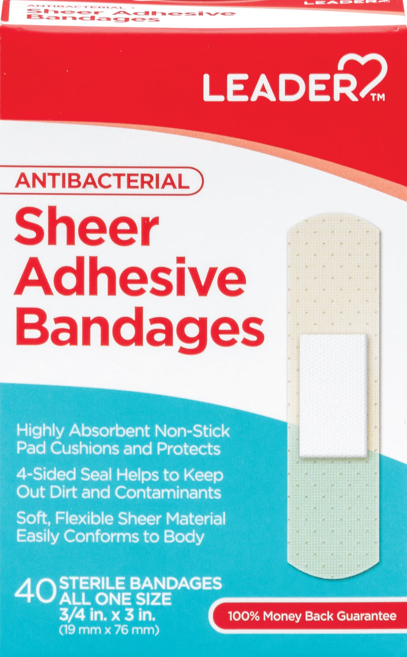 Sheer Adhesive Bandages | Antibacterial | 40 Bandages