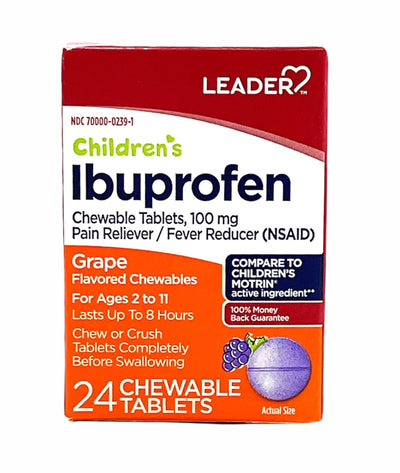 Children's Ibuprofen | 24 Chewable Tablets | Grape Flavor