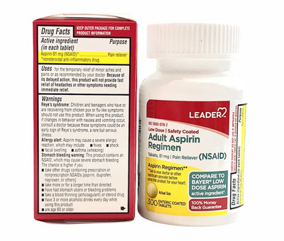 Adult Aspirin Regimen | Low Dose 81mg | Safety Coated | 120 Coated Tablets