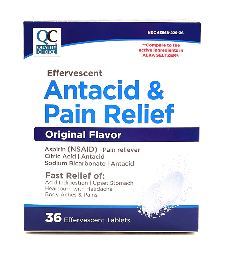 Antacid & Pain Relief | Original Flavor | 36 Effervescent Tablets