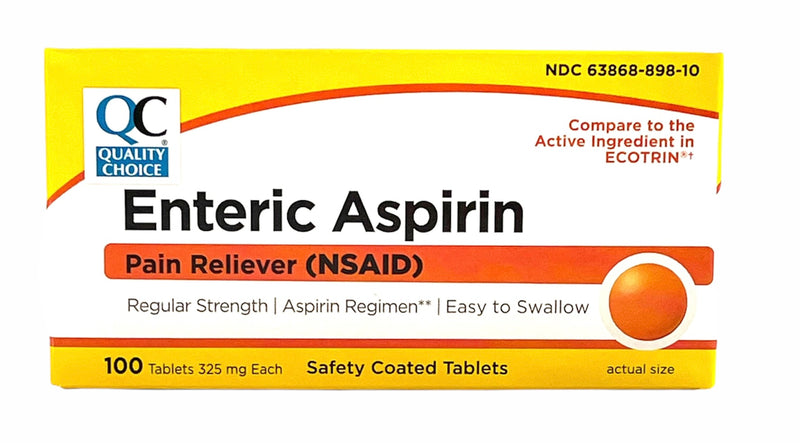 Enteric Aspirin | Pain Reliever | 100 Tablets