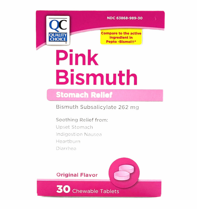 Pink Bismuth | Stomach Relief | Original Flavor |30 Chewable Tablets