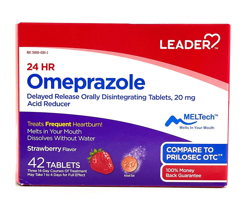 Omeprazole | 24 Hour Acid Reducer | Strawberry Flavor | 42 Tablets