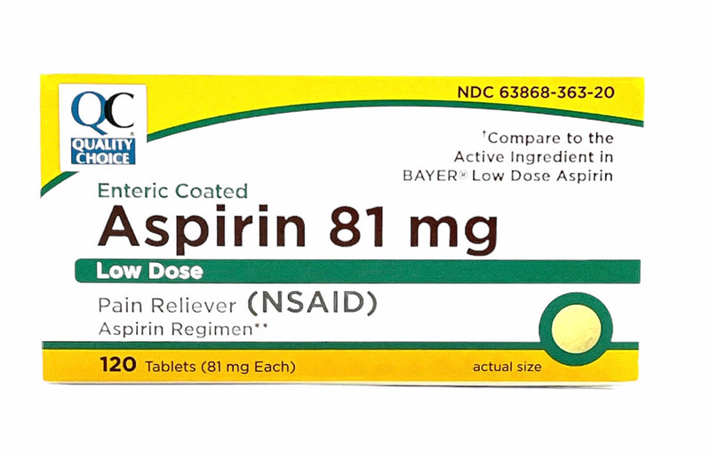 Aspirin 81mg | Enteric Coated | Low Dose | 120 Tablets