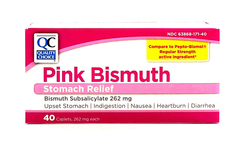 Pink Bismuth | Stomach Relief | 40 Caplets