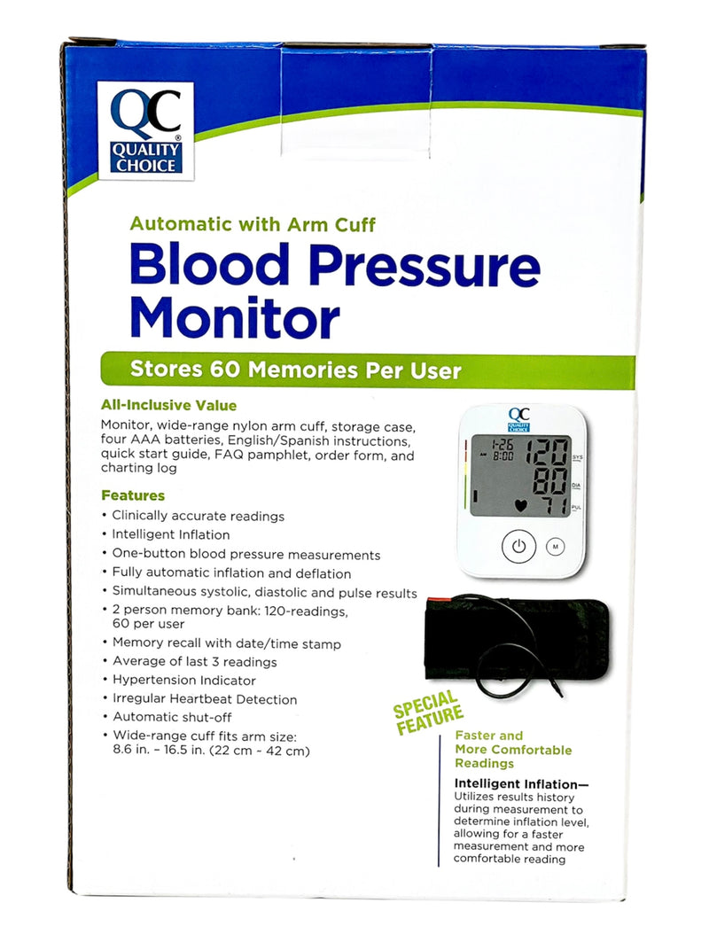Blood Pressure Monitor | Automatic With Arm Cuff | Stores 60 Memories Per User
