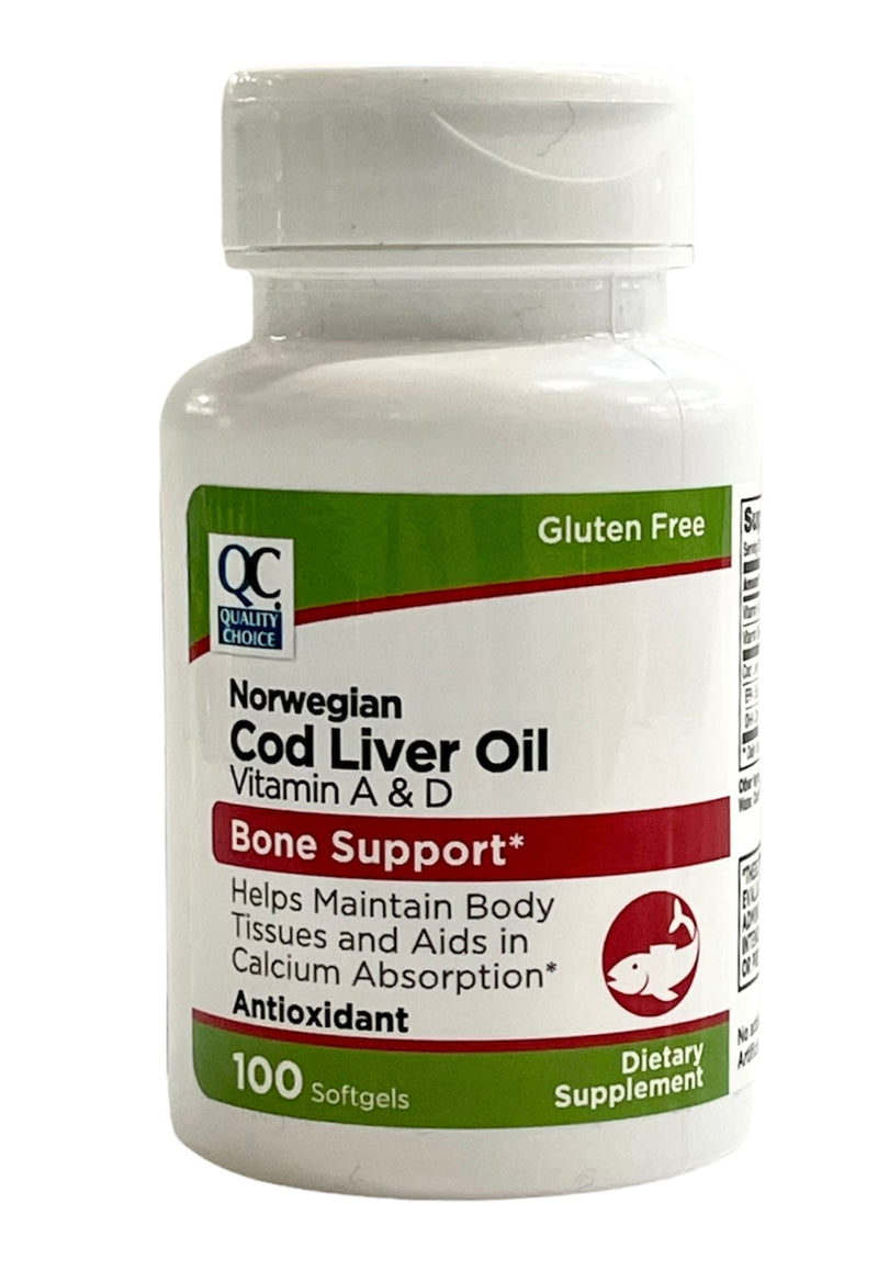Norwegian Cod Liver Oil | Vitamin A & D | Bone Support | 100 Softgels