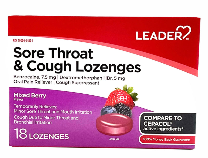 Sore Throat & Cough Lozenges | Mixed Berry Flavor | 18 Lozenges