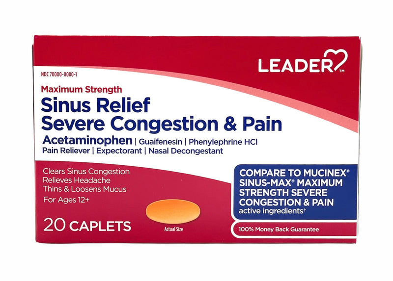 Sinus Relief Severe Congestion & Pain | 20 Caplets
