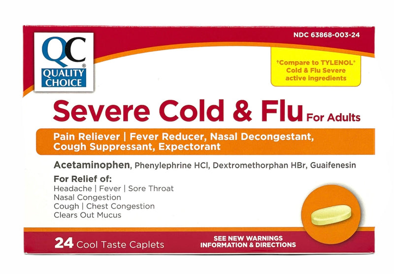 Severe Cold & Flu | For Adults | 24  Cool Taste Caplets