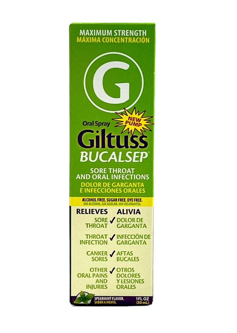 Giltuss Oral Spray | Bucalsep | Maximum Strength | Sore Throat & Oral Infections | 1fl