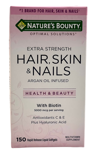 Hair, Skin & Nails | Extra Strength With Biotin 5000mcg | Health & Beauty | 150 Rapid Release Liquid Softgels