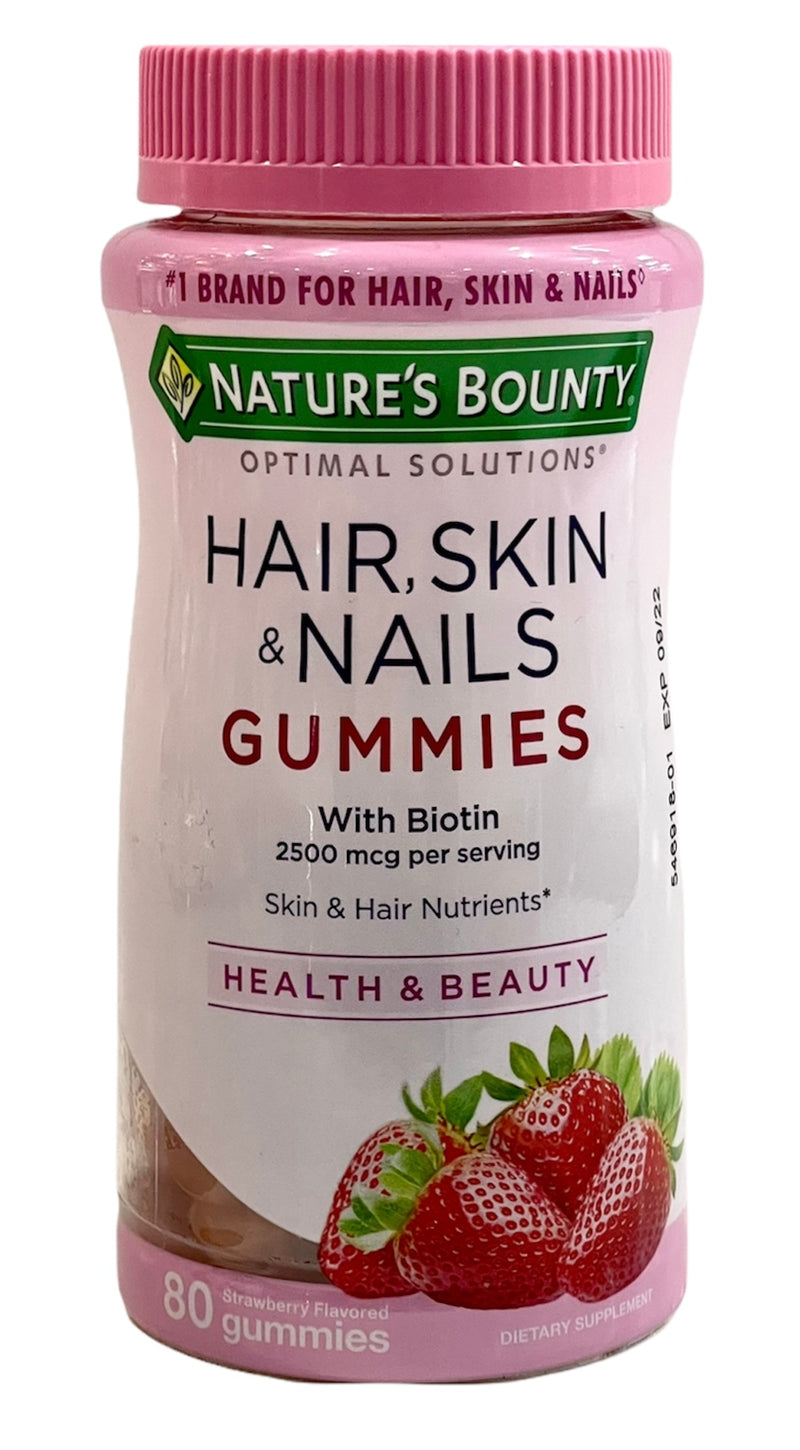 Hair, Skin & Nails Gummies | With Biotin 2500mcg | Health & Beauty | 80 Gummies