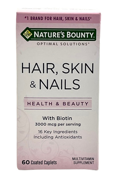 Hair, Skin & Nails | Health & Beauty | With Biotin 3000mcg | 60 Coated Caplets